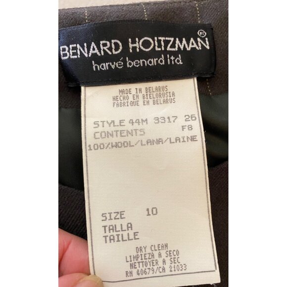 Benard Holtzman Harve Bernard Womens Pinstripe Brown Wool Pantsuit Size 10 - Picture 6 of 16